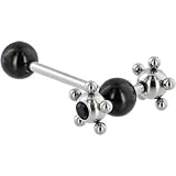 Black Gem Surgical Steel SPINNER Barbell Tongue Ring