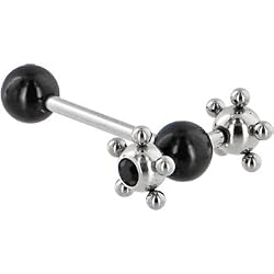 Black Gem Surgical Steel SPINNER Barbell Tongue Ring