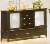 Contemporary Style Cappuccino Finish Wood Server Wine Storage