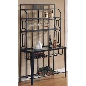 <b>4-Shelf Stained Glass Design BAKERS RACK with Wine Rack and Glass Holder</b>