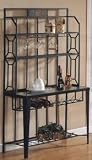 4-Shelf Stained Glass Design BAKERS RACK with Wine Rack and Glass Holder