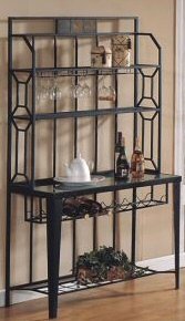 Kitchen: 4 Shelf Stained Glass Design BAKERS RACK with Wine Rack and Glass Holder