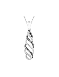 Black and White Diamond Pendant Necklace in Sterling Silver
