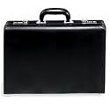 Briefcase Hardshell Leather Attache in Black by Kenneth Cole
