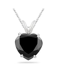 1.01 Cts 5.86x6.64x3.74 mm AA Heart Black Diamond Solitaire Pendant in 14K White Gold {DIAMOND APPRAISAL INCLUDED}