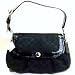 Authentic Soho Pleated Black Signature Large Flap Hobo Handbag 13739