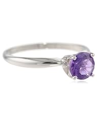 14k Gold 6mm Round Amethyst Gemstone Solitaire Ring (3/4 ct)