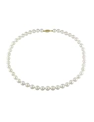 14k Yellow gold 7-7.5 MM Akoya Cultured Pearl Strand, 18"