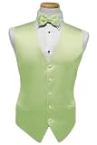 Tuxedo Vest - Solid Satin Lime Vest with Coordinating Windsor Band Tie