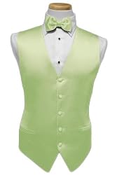 Tuxedo Vest - Solid Satin Lime Vest with Coordinating Windsor Band Tie