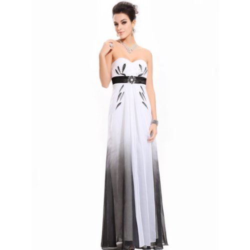 Ever Pretty Sweetheart Neckline Empire Line Chiffon Rhinestones Evening Dress 09512, HE09512BK08, Black&White, 6US