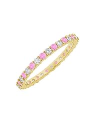 Pink Sapphire and Diamond Eternity Bangle 14K Yellow Gold - 10.00 CT TGW