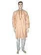Bollywood Party Wear Mens Clothing Self Design Long Sleeve Peach Kurta Pajama M Chest 44 Inch