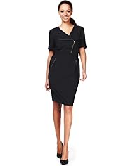 Off Centre Zip Tailored Biker Dress