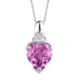 Created Pink Sapphire and Diamond Heart Pendant