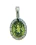 14k White Gold Peridot Pendant Diamond Bezel