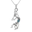Sterling Silver Kokopelli with Turquoise Necklace
