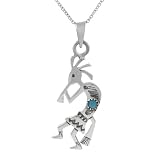 Sterling Silver Kokopelli with Turquoise Necklace