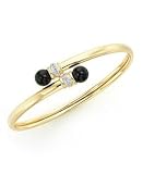 14k Gold Onyx & Diamond Accent Bangle