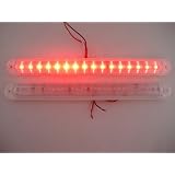 (2) 15 Red LED Truck Trailer RV Bus Brake Stop Turn Tail Lights Clear Lens 