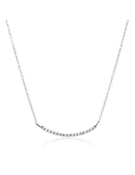 Sterling Silver Cubic Zirconia Thin Bar Necklace, 18"
