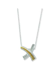 Sterling Silver & Gold-plated Sealed With a Kiss 18in Necklace. Metal Wt- 3.75g.