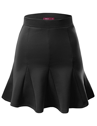 Doublju Women Colorful Flared and Gored Skirt with Pleat
