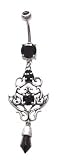 Black Goth Unique Victorian Chandelier Dangle Belly button Navel Ring 14 gauge