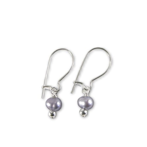 Lavender Purple Pearl Earrings Sterling Silver Childrens Teens Earrings