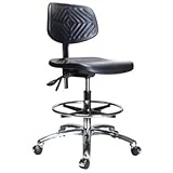 Perch Ergonomic Industrial Chair in Chrome w/Footring 22" - 32" (Glides/Sta ....