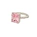 Large Emerald Cut Pink Cubic Zirconia Solitaire Ring with Tiny Side Stones