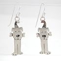 Happy Dog with Bone Earrings in Sterling Silver, #8752