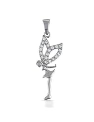 Bling Jewelry Pave Sterling Silver Tinkerbell Fairy Pendant