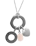 Marc O'Polo Kugelkette mit Anhänger in 925 Sterling Silber und Rosenquarz, Länge 45 cm, P42042P45