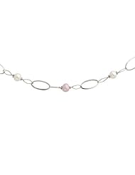 White and Pink Cultured Pearl and Chain Linked Necklace