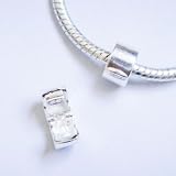 Sterling Silver Polished Clip Lock Stopper Bead Charm Spacer. Fits Pandora Style Bracelets European Charm Bead Bracelets