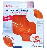 6 Nuby Wash or Toss Plates BPA FREE