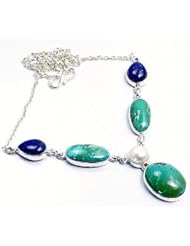 Ocean Blues Sterling Silver Turquoise, Lapis Lazuli, Pearl Y-shape Necklace