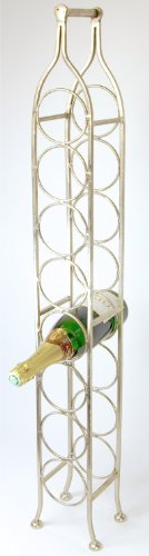 Modern Tall Slim Silver Metal Wine Rack - Holds 8 Bottles