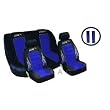 A Set of Low Back Type X Racing Style Front Bucket Seat Covers, Bench Seat Cover, Steering Wheel Cover and Shoulder Strap Cover - Blue