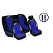 A Set of Low Back Type X Racing Style Front Bucket Seat Covers, Bench Seat Cover, Steering Wheel Cover and Shoulder Strap Cover - Blue