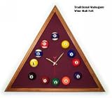 Mahogany Triangle Billiard Clock Wine Mali Felt - Game Room Products > Neon Clocks > Novelty Clocks