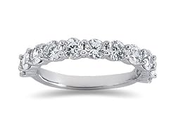 1.65 Prong Set 11 Stone Diamond Wedding Band in 18K White Gold