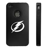 Apple iPhone 4 4S 4G Black Aluminum & Silicone Case Tampa Bay Lightning