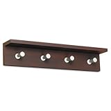 Safco 4221MH - Wood Wall Rack, 4 Hook, Mahogany