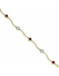 Genuine 14K Yellow Gold Diamond And African Ruby Round Bracelet 4 Grams Of Gold 100% Satisfaction Guaranteed.