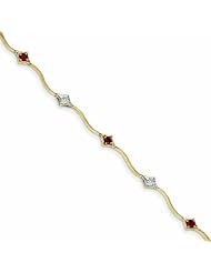 0.5 Carat 14K Gold Diamond and African Ruby Round Bracelet