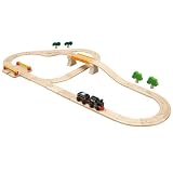 Plan Toys 35 Piece Rail Set with Train, Trees, Bridge and More