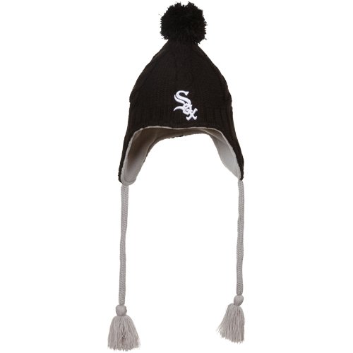 New Era Chicago White Sox Ladies Black Cable Knit Tassel Beanie