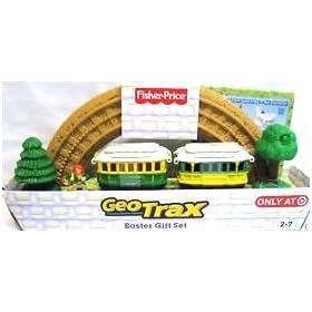 Fisher Price Geotrax Train Easter Gift Set - The Friendliest with Sally includes DVD & 2pc - 20" Curved Track Special